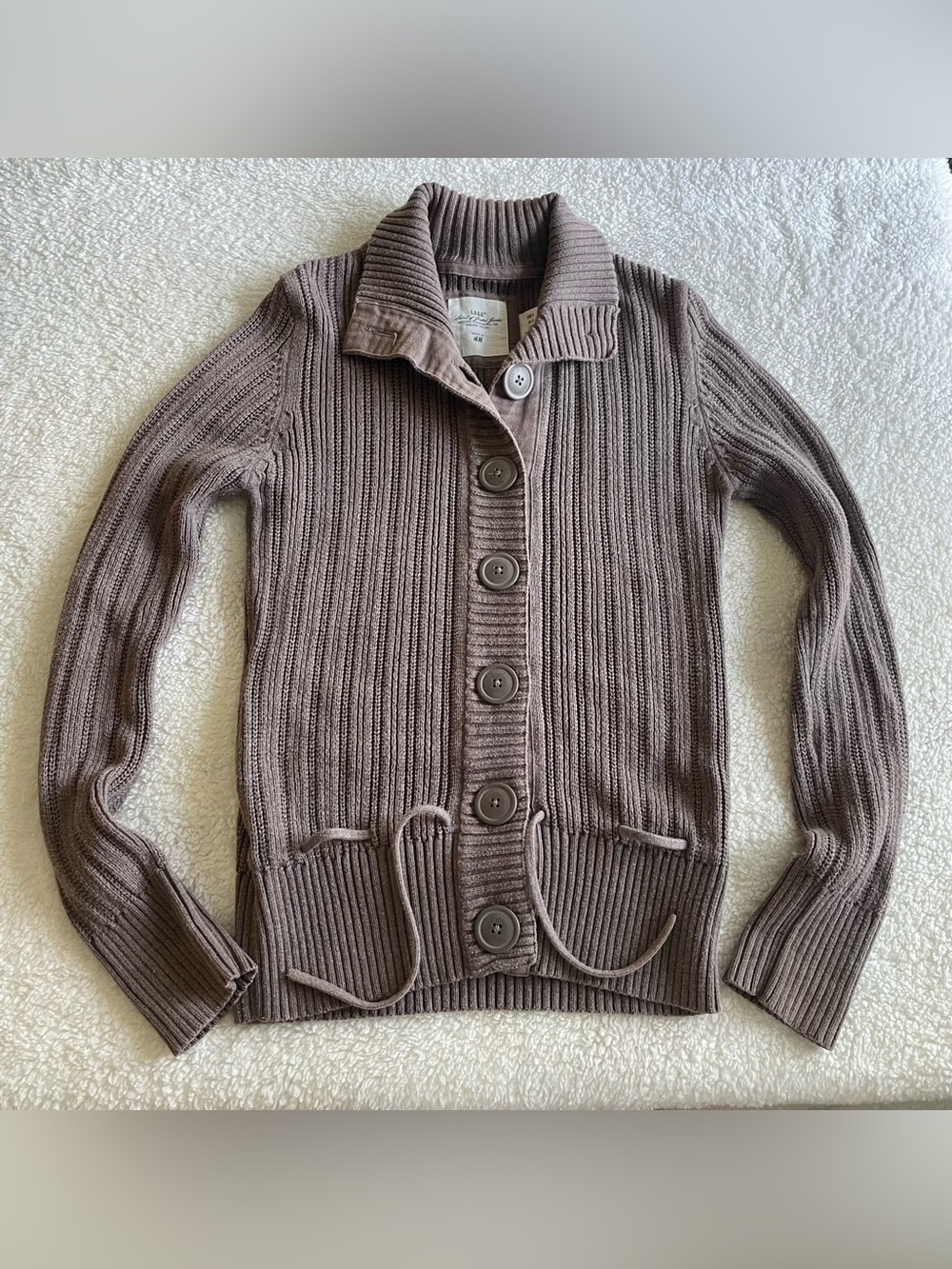 2000s brown button up cableknit cardigan
